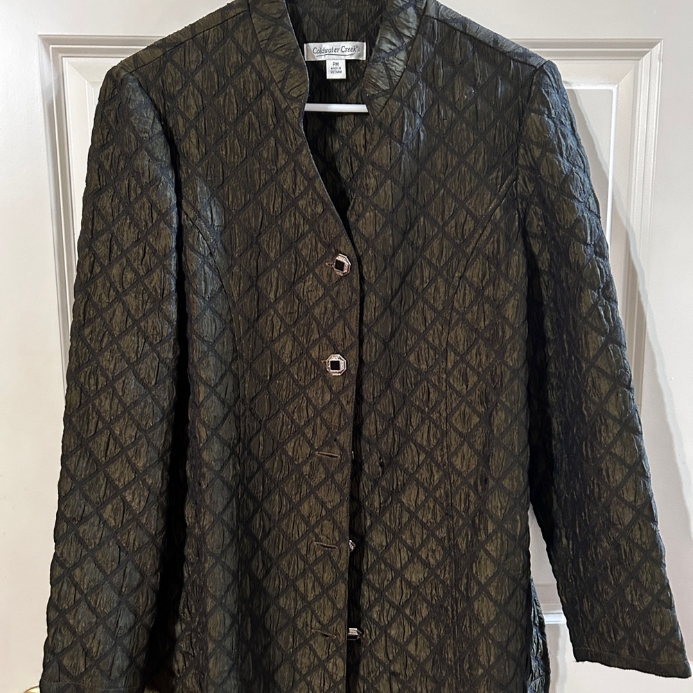 Coldwater Creek Olive Quilted Women's Blazer